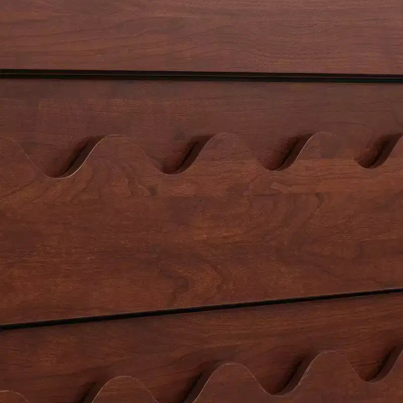 Commode moderne Whisen 60 à 6 tiroirs avec façade ondulée, grande commode de rangement anti-basculement pour chambre à coucher