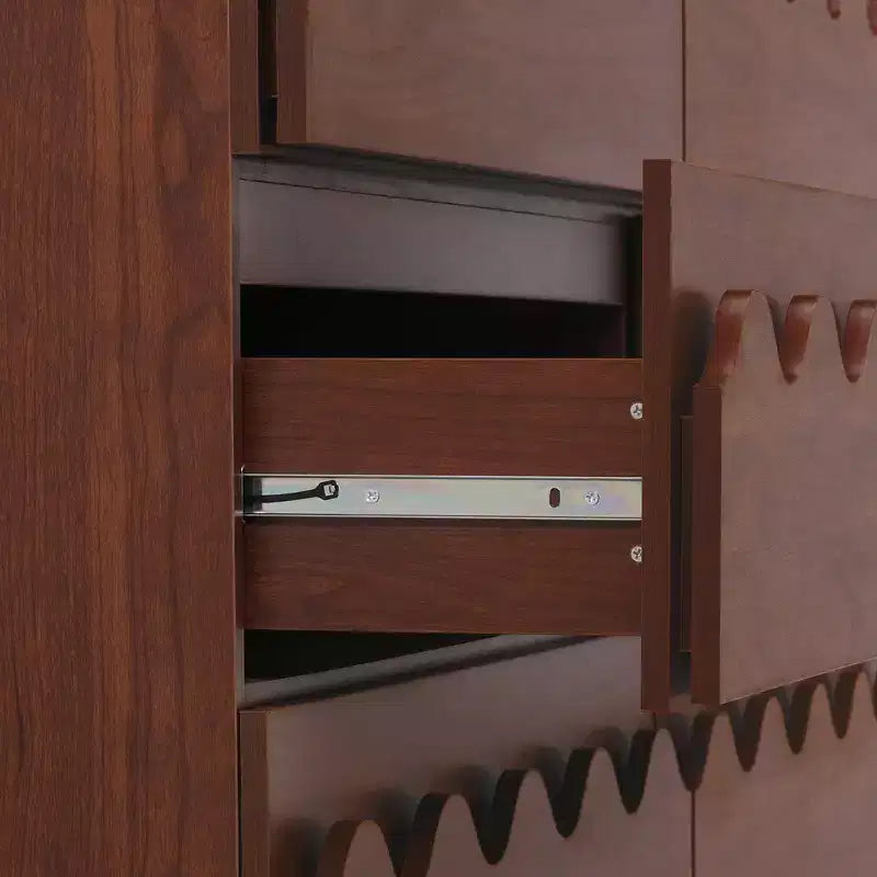Commode moderne Whisen 60 à 6 tiroirs avec façade ondulée, grande commode de rangement anti-basculement pour chambre à coucher