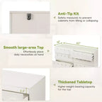 Commode moderne Whisen 60 à 6 tiroirs avec façade ondulée, grande commode de rangement anti-basculement pour chambre à coucher