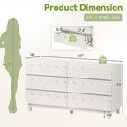 Commode moderne Whisen 60 à 6 tiroirs avec façade ondulée, grande commode de rangement anti-basculement pour chambre à coucher