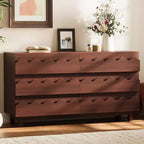 Commode moderne Whisen 60 à 6 tiroirs avec façade ondulée, grande commode de rangement anti-basculement pour chambre à coucher