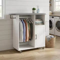 FurnitureR Rolling Garment Rack, Storage Cabinet with Hanging Rod and Shelves, Laundry Organizer with Wheels for Bedroom, Closet or Laundry Room