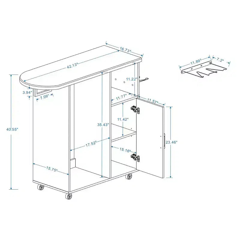FurnitureR Rolling Garment Rack, Storage Cabinet with Hanging Rod and Shelves, Laundry Organizer with Wheels for Bedroom, Closet or Laundry Room