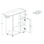FurnitureR Rolling Garment Rack, Storage Cabinet with Hanging Rod and Shelves, Laundry Organizer with Wheels for Bedroom, Closet or Laundry Room
