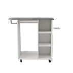 FurnitureR Rolling Garment Rack, Storage Cabinet with Hanging Rod and Shelves, Laundry Organizer with Wheels for Bedroom, Closet or Laundry Room