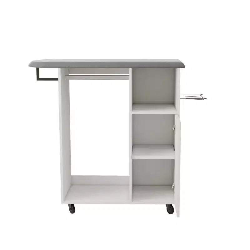 FurnitureR Rolling Garment Rack, Storage Cabinet with Hanging Rod and Shelves, Laundry Organizer with Wheels for Bedroom, Closet or Laundry Room