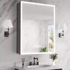 FAMYYT 24 in. W x 30 in. H Aluminum Medicine Cabinet with Mirror, Flowing Light, Dimmable, Anti-Fog