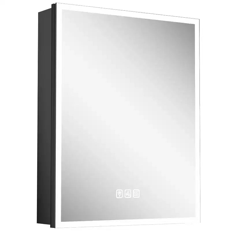 FAMYYT Armoire à pharmacie en aluminium de 24 po L x 30 po H avec miroir, lumière fluide, intensité variable, anti-buée