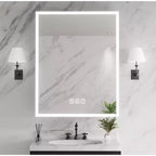 FAMYYT Armoire à pharmacie en aluminium de 24 po L x 30 po H avec miroir, lumière fluide, intensité variable, anti-buée