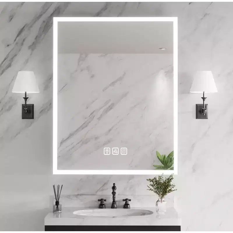 FAMYYT Armoire à pharmacie en aluminium de 24 po L x 30 po H avec miroir, lumière fluide, intensité variable, anti-buée