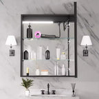 FAMYYT Armoire à pharmacie en aluminium de 24 po L x 30 po H avec miroir, lumière fluide, intensité variable, anti-buée