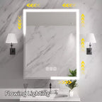FAMYYT Armoire à pharmacie en aluminium de 24 po L x 30 po H avec miroir, lumière fluide, intensité variable, anti-buée