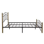 Whisen Full Metal Bed, Platform Bed Frame with Wavy Headboard, Geometric Footboard, Classic Finials, Center Bar, Easy Assembly - Black & Gold