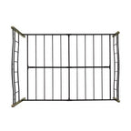 Whisen Full Metal Bed, Platform Bed Frame with Wavy Headboard, Geometric Footboard, Classic Finials, Center Bar, Easy Assembly - Black & Gold