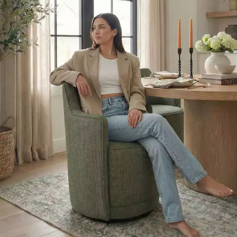 Lot de 2 chaises de salle à manger pivotantes modernes, fauteuils baquets rembourrés avec rotation à 360°, chaises d'appoint pour salle à manger ou salon-Panipeachy