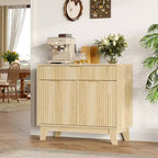 Natural Oak Fluted Sideboard Buffet Cabinet with Storage - Modern Accent Cabinet with Adjustable Shelf & Drawer for Kitchen, Entryway & Living Room