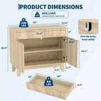 Buffet / Meuble de Rangement en Chêne Naturel Cannelé – Commode d'Appoint Moderne avec Étagère Réglable et Tiroir pour Cuisine, Entrée et Salon