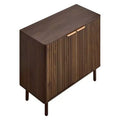 VEVOR Coffee Bar Cabinet, Mid Century Fluted Coffee Bar Table with 2-Tier Storage, Buffet Stand Cabinet with Barn Door, 31.5 x 14.7 x 31.5 in, Brown