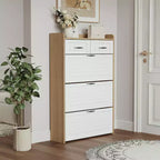 Meuble à chaussures chêne blanc 1250 avec 3 portes et 2 tiroirs