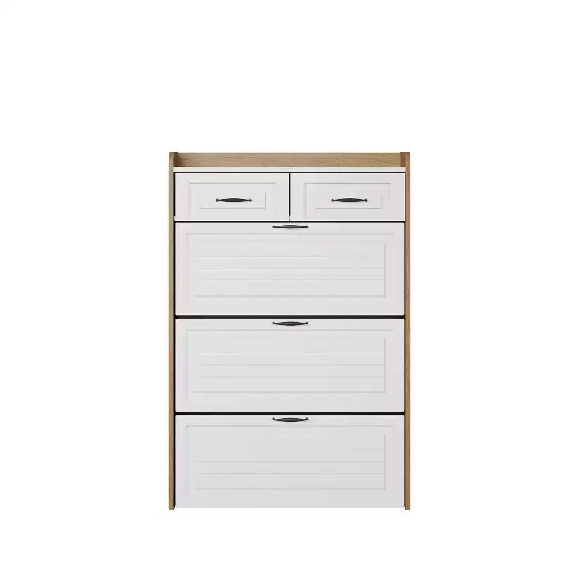 Meuble à chaussures chêne blanc 1250 avec 3 portes et 2 tiroirs