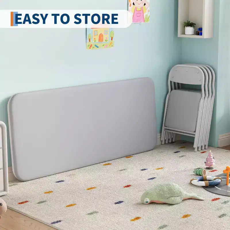 Ensemble table et 4 chaises pliantes pour enfants, pliable avec espace de rangement, ensemble table et chaises pour tout-petits pour salle à manger, maternelle et salle de classe