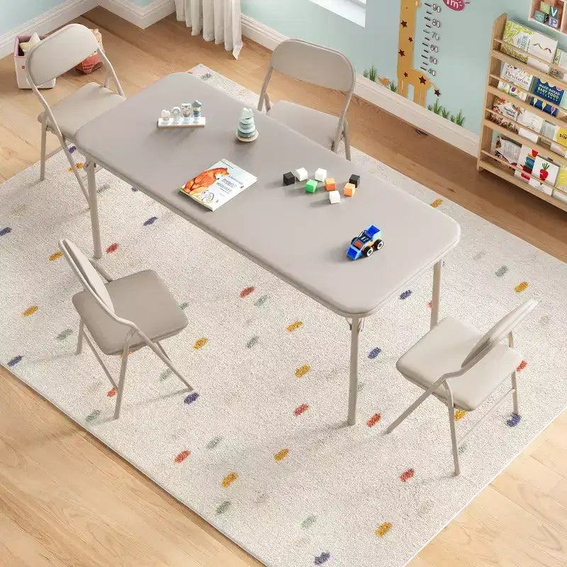 Ensemble table et 4 chaises pliantes pour enfants, pliable avec espace de rangement, ensemble table et chaises pour tout-petits pour salle à manger, maternelle et salle de classe