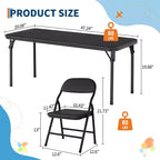 Ensemble table et 4 chaises pliantes pour enfants, pliable avec espace de rangement, ensemble table et chaises pour tout-petits pour salle à manger, maternelle et salle de classe