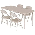 5-Piece Kids Folding Table and Chairs Set, Foldable with Storage Space, Toddler Activity Table & Chair Set for Dining Room, Preschool & Classroom