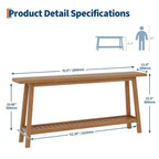 Extra Long 70.9 2-Tier Wooden Console Table - Narrow Rustic Farmhouse Sofa Table Behind Couch for Hallway, Entryway, Foyer