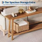Extra Long 70.9 2-Tier Wooden Console Table - Narrow Rustic Farmhouse Sofa Table Behind Couch for Hallway, Entryway, Foyer