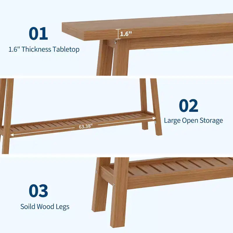 Extra Long 70.9 2-Tier Wooden Console Table - Narrow Rustic Farmhouse Sofa Table Behind Couch for Hallway, Entryway, Foyer