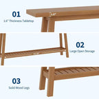 Extra Long 70.9 2-Tier Wooden Console Table - Narrow Rustic Farmhouse Sofa Table Behind Couch for Hallway, Entryway, Foyer