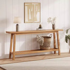 Extra Long 70.9 2-Tier Wooden Console Table - Narrow Rustic Farmhouse Sofa Table Behind Couch for Hallway, Entryway, Foyer