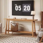 Extra Long 70.9 2-Tier Wooden Console Table - Narrow Rustic Farmhouse Sofa Table Behind Couch for Hallway, Entryway, Foyer