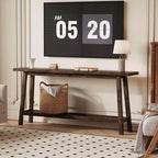 Extra Long 70.9 2-Tier Wooden Console Table - Narrow Rustic Farmhouse Sofa Table Behind Couch for Hallway, Entryway, Foyer
