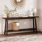 Extra Long 70.9 2-Tier Wooden Console Table - Narrow Rustic Farmhouse Sofa Table Behind Couch for Hallway, Entryway, Foyer