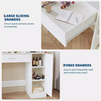 Coiffeuse moderne GustoWave avec miroir, tabouret de rangement à 4 tiroirs, table de maquillage pour chambre à coucher ou appartement