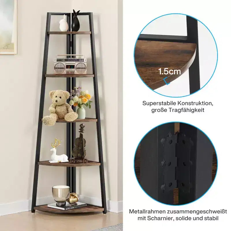 MAYEERTY 5-Tier Versatile Corner Storage Shelf for Multiple Scenarios