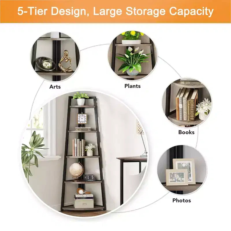 MAYEERTY 5-Tier Versatile Corner Storage Shelf for Multiple Scenarios