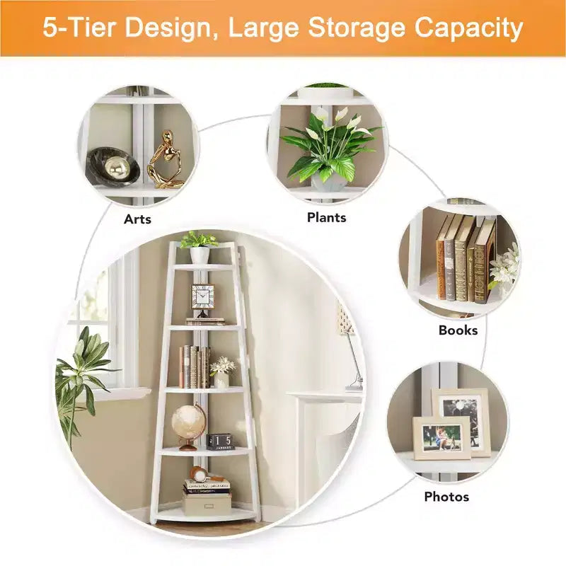 MAYEERTY 5-Tier Versatile Corner Storage Shelf for Multiple Scenarios