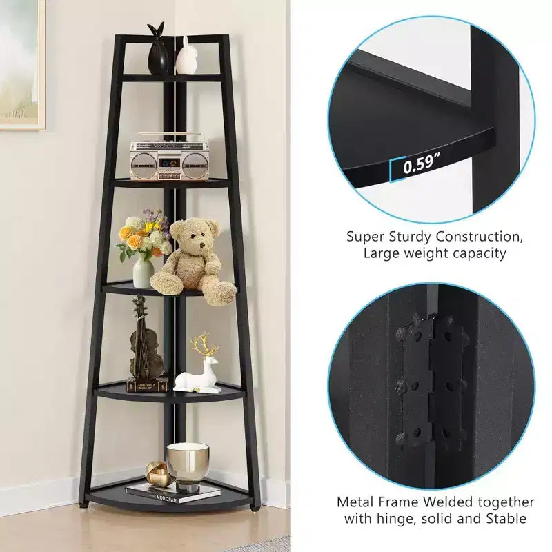 MAYEERTY 5-Tier Versatile Corner Storage Shelf for Multiple Scenarios