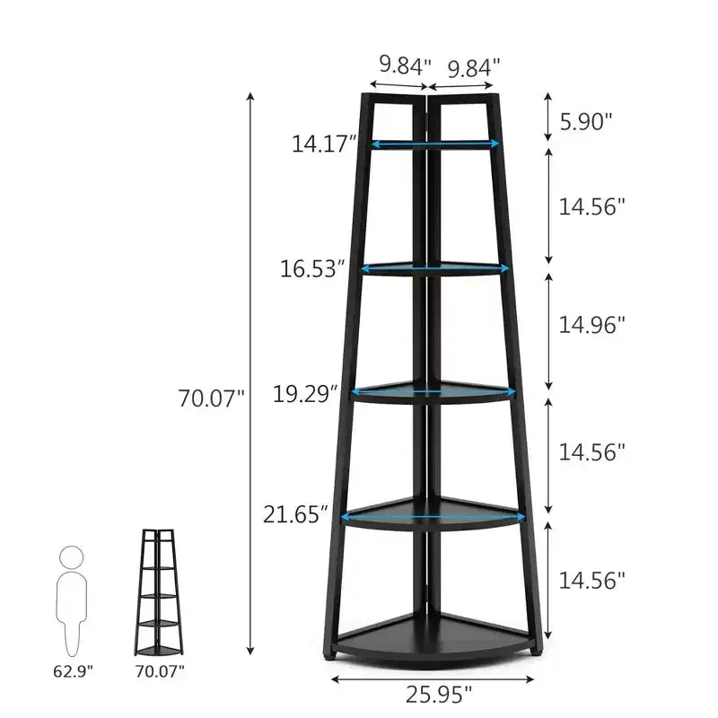MAYEERTY 5-Tier Versatile Corner Storage Shelf for Multiple Scenarios