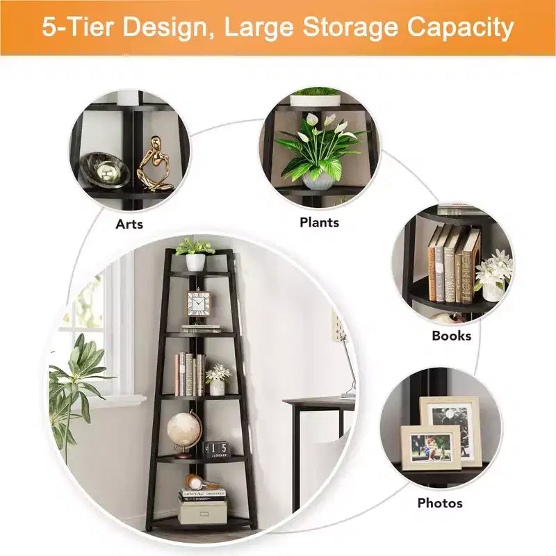 MAYEERTY 5-Tier Versatile Corner Storage Shelf for Multiple Scenarios