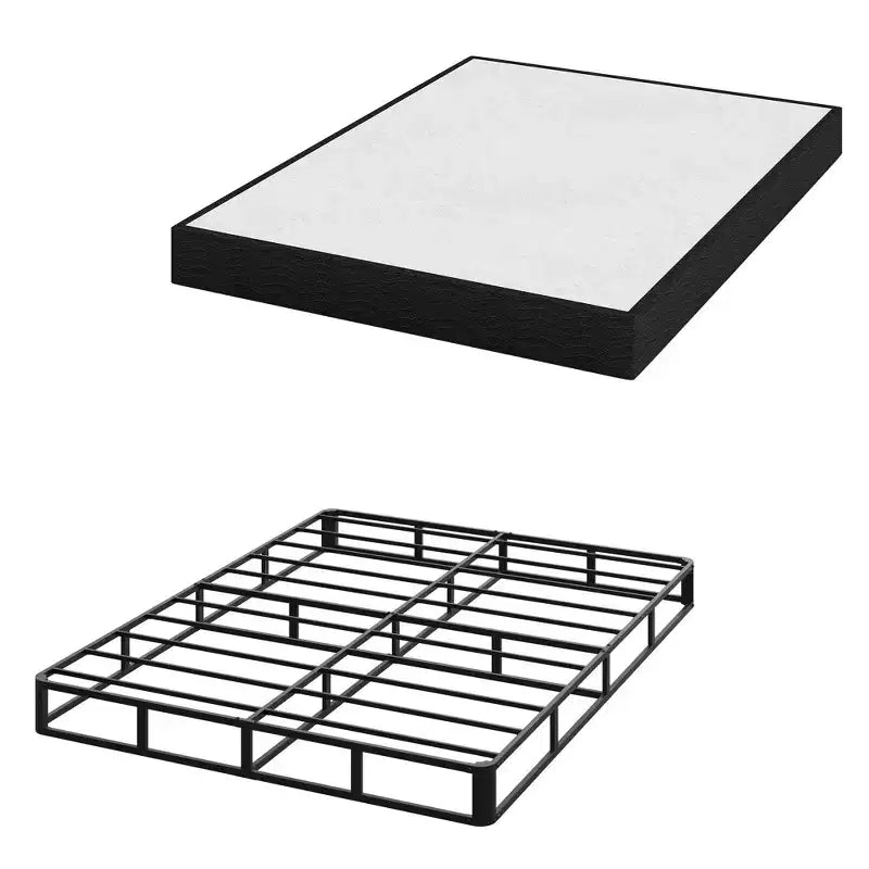 Sommier tapissier plateforme Dyonery Queen en métal, base de matelas en acier robuste, assemblage facile, noir
