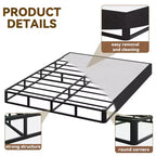 Sommier tapissier plateforme Dyonery Queen en métal, base de matelas en acier robuste, assemblage facile, noir