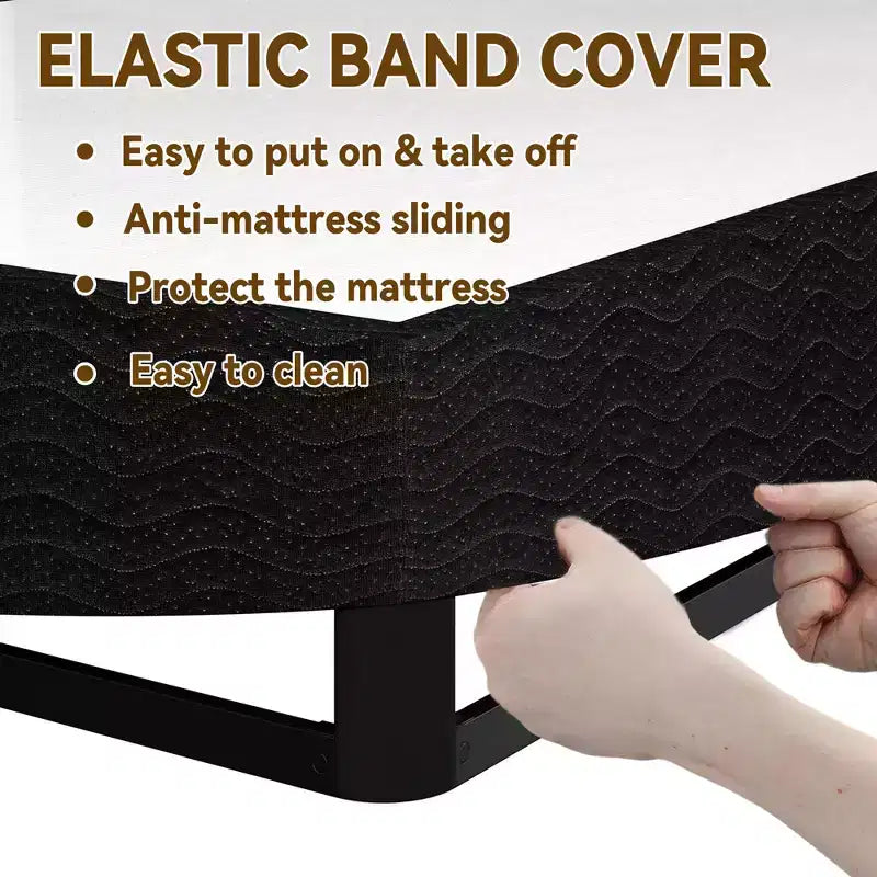 Sommier tapissier plateforme Dyonery Queen en métal, base de matelas en acier robuste, assemblage facile, noir