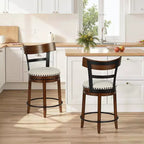 FDW Swivel Counter Height Bar Stool  24.4 Counter Height, 360 Swivel, Metal & Wood Frame, Upholstered Seat with Metal Footrest