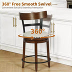 FDW Swivel Counter Height Bar Stool  24.4 Counter Height, 360 Swivel, Metal & Wood Frame, Upholstered Seat with Metal Footrest