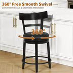 FDW Swivel Counter Height Bar Stool  24.4 Counter Height, 360 Swivel, Metal & Wood Frame, Upholstered Seat with Metal Footrest