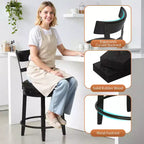 FDW Swivel Counter Height Bar Stool  24.4 Counter Height, 360 Swivel, Metal & Wood Frame, Upholstered Seat with Metal Footrest